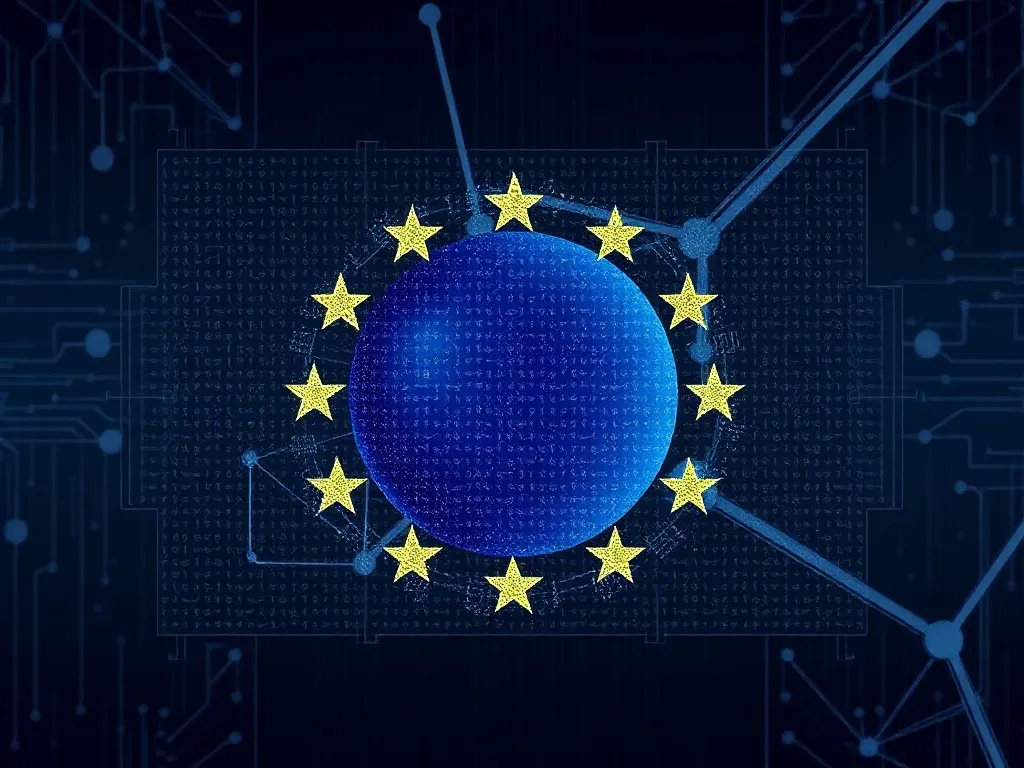 High-tech digital representation of the European Union flag